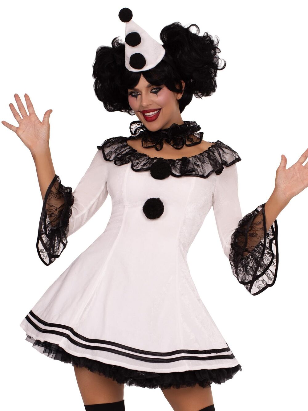 9479 Black and White Sad Pierrot Clown Costume